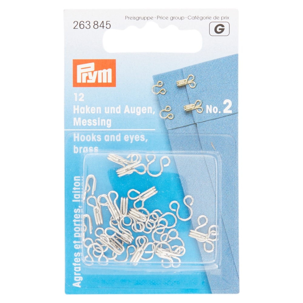 Prym 12 Hooks and eyes brass no. 2
