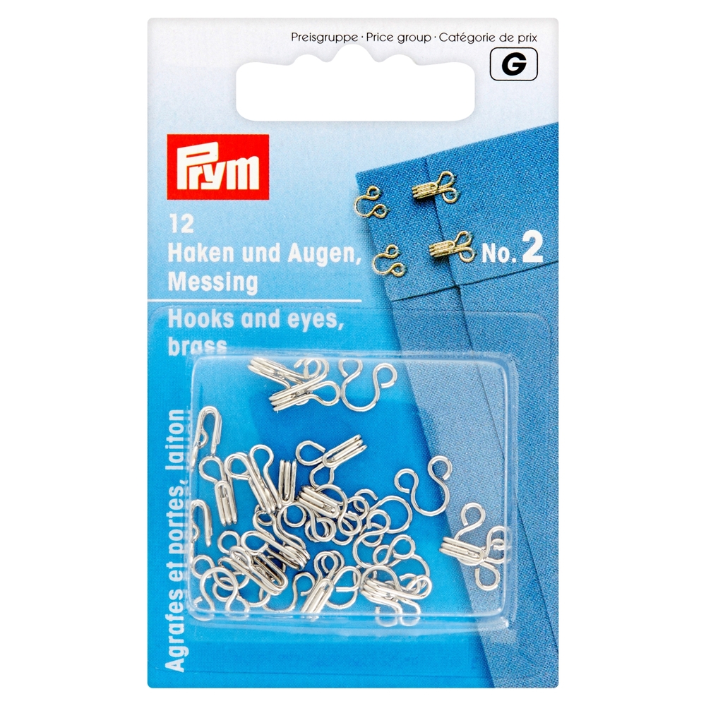 Prym 12 Hooks and eyes brass no. 2