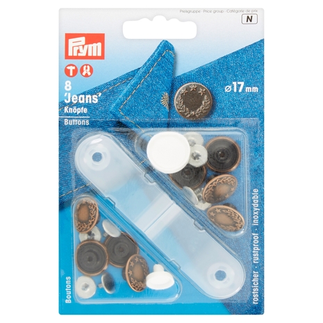 Prym 8 'Jeans' buttons Ø 17 mm