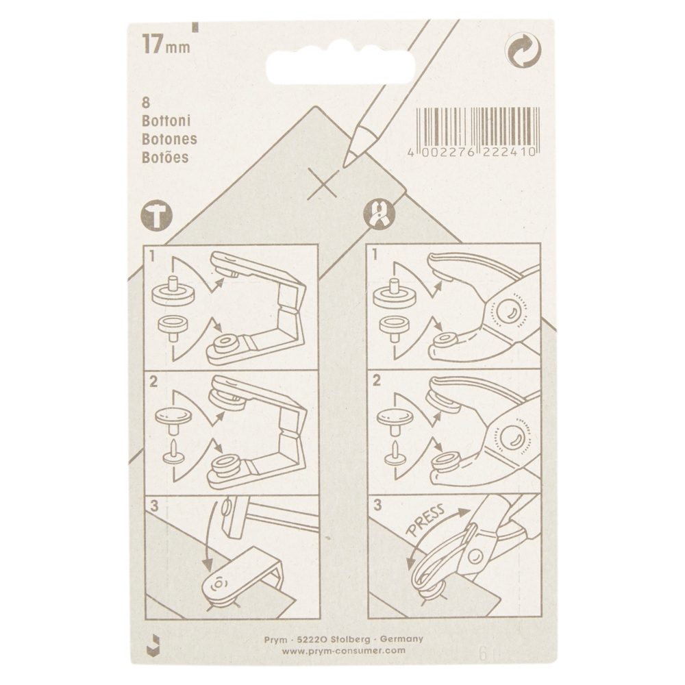 Prym 8 'Jeans' buttons Ø 17 mm