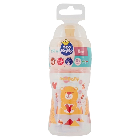 neo Baby Biberon Plastica Collo Largo Caucciù 150ml 0m+