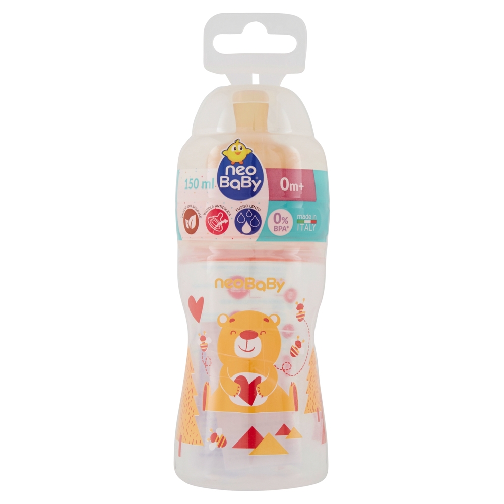 neo Baby Biberon Plastica Collo Largo Caucciù 150ml 0m+