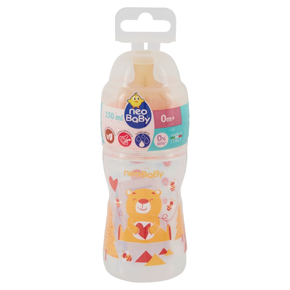 neo Baby Biberon Plastica Collo Largo Caucciù 150ml 0m+