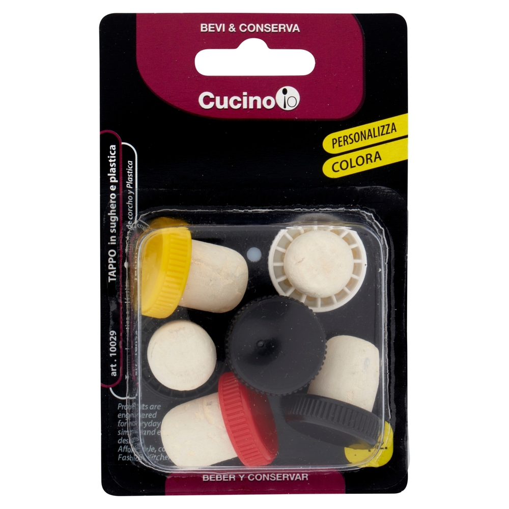 Cucino io Bevi & Conserva Tappo in Sughero e Plastica 6 pz