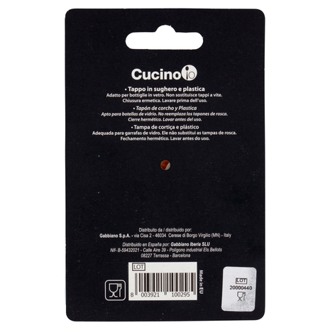 Cucino io Bevi & Conserva Tappo in Sughero e Plastica 6 pz