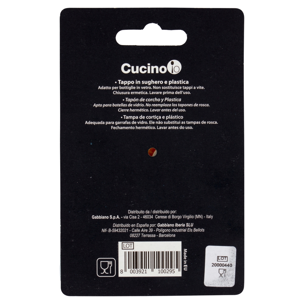 Cucino io Bevi & Conserva Tappo in Sughero e Plastica 6 pz