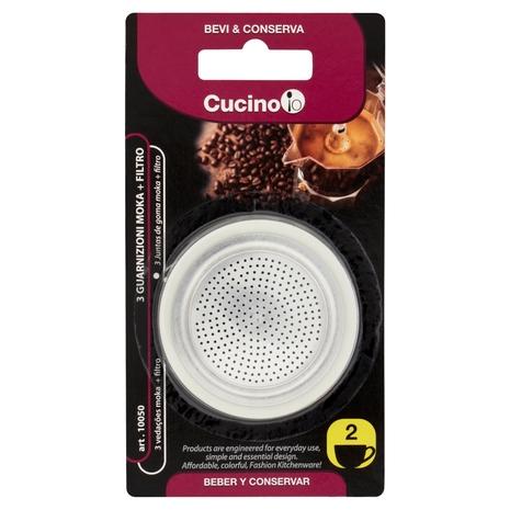 Cucino io Bevi & Conserva 3 Guarnizioni Moka + Filtro 2 Tazze