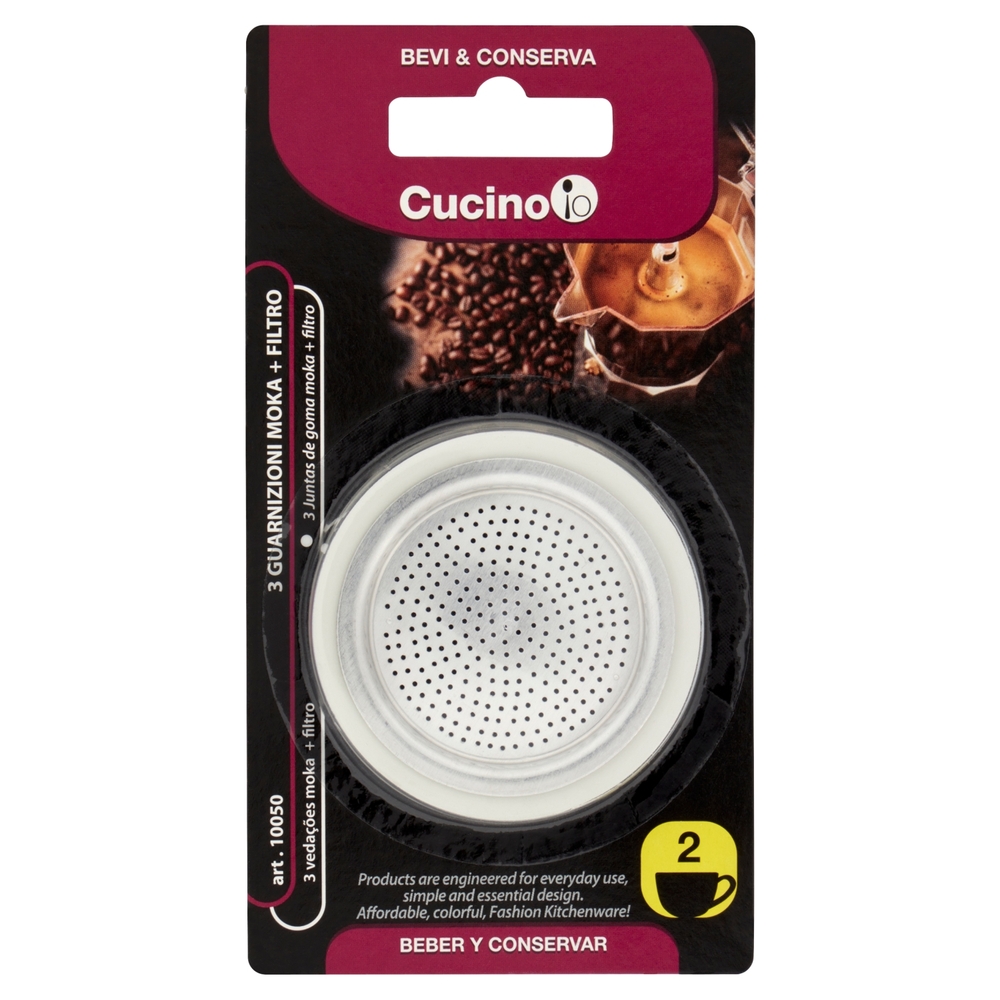 Cucino io Bevi & Conserva 3 Guarnizioni Moka + Filtro 2 Tazze