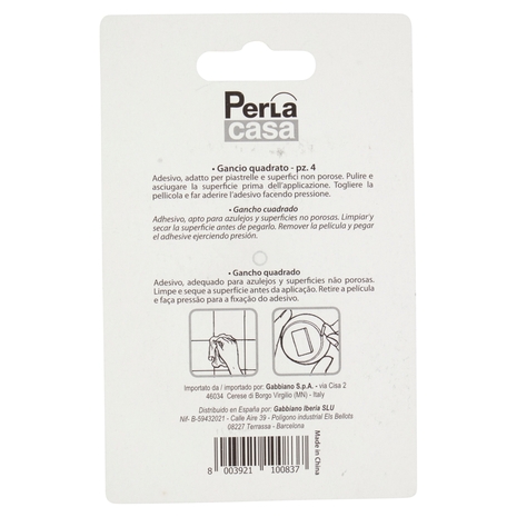 PerLa casa Organizza & Mantieni Gancio Quadrato 4 pz