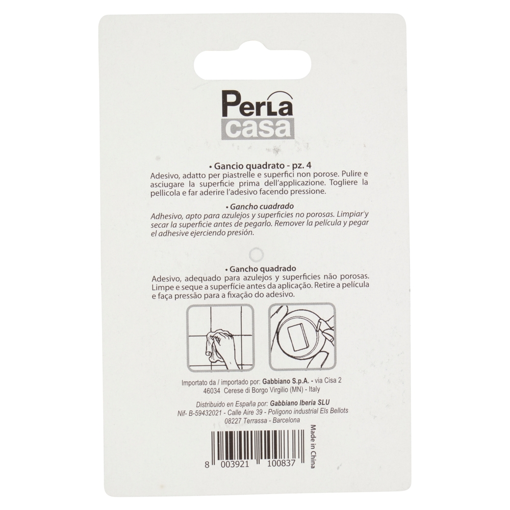 PerLa casa Organizza & Mantieni Gancio Quadrato 4 pz