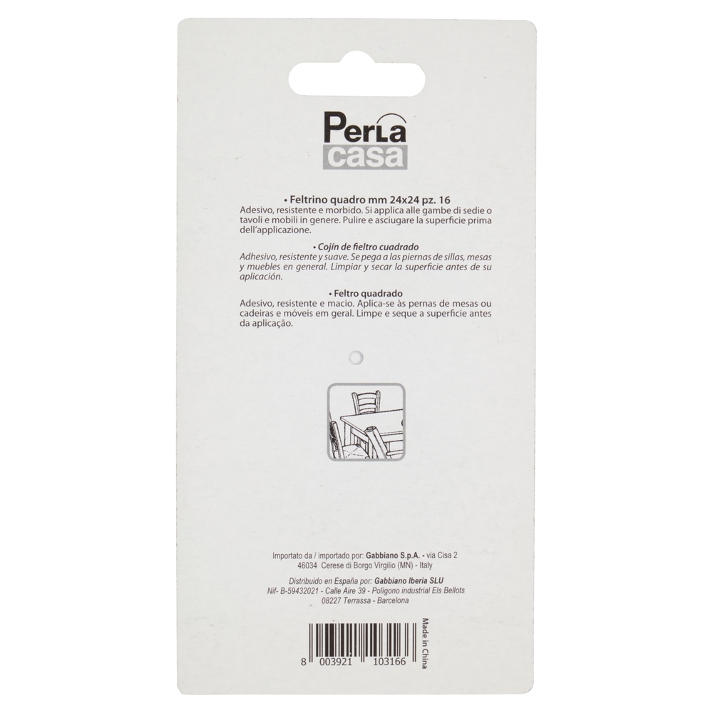 PerLa casa Proteggi & Pulisci Feltrino Quadro mm 24x24 16 pz