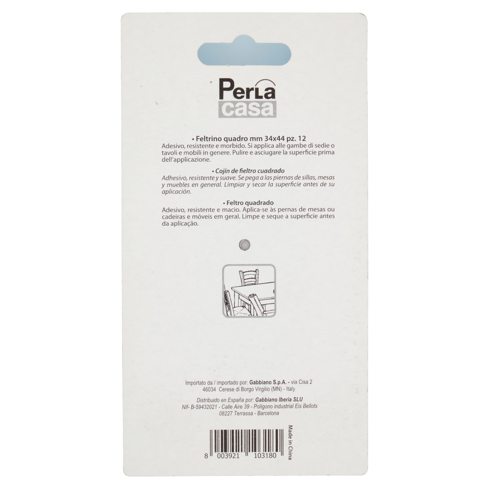 PerLa casa Proteggi & Pulisci Feltrino Quadro mm 34x34 12 pz