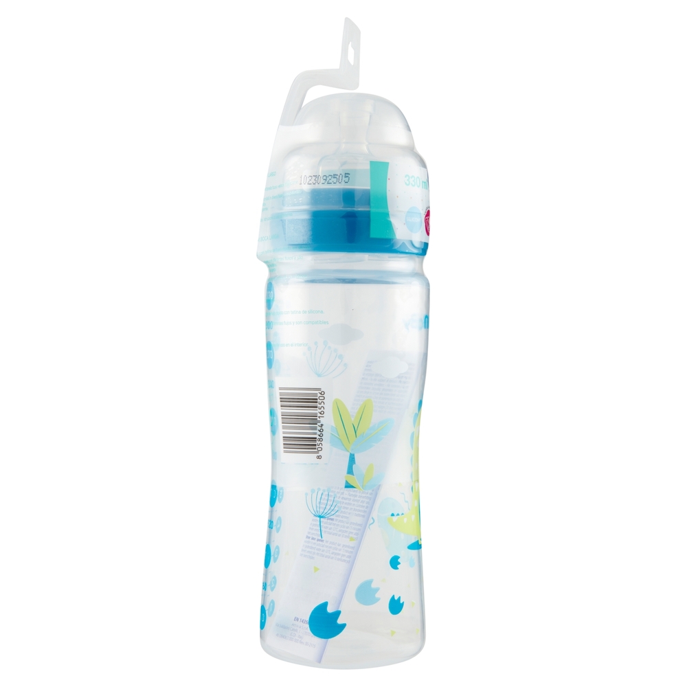 neo Baby Biberon Plastica Collo Largo 330 ml 4m+ Dino Blu