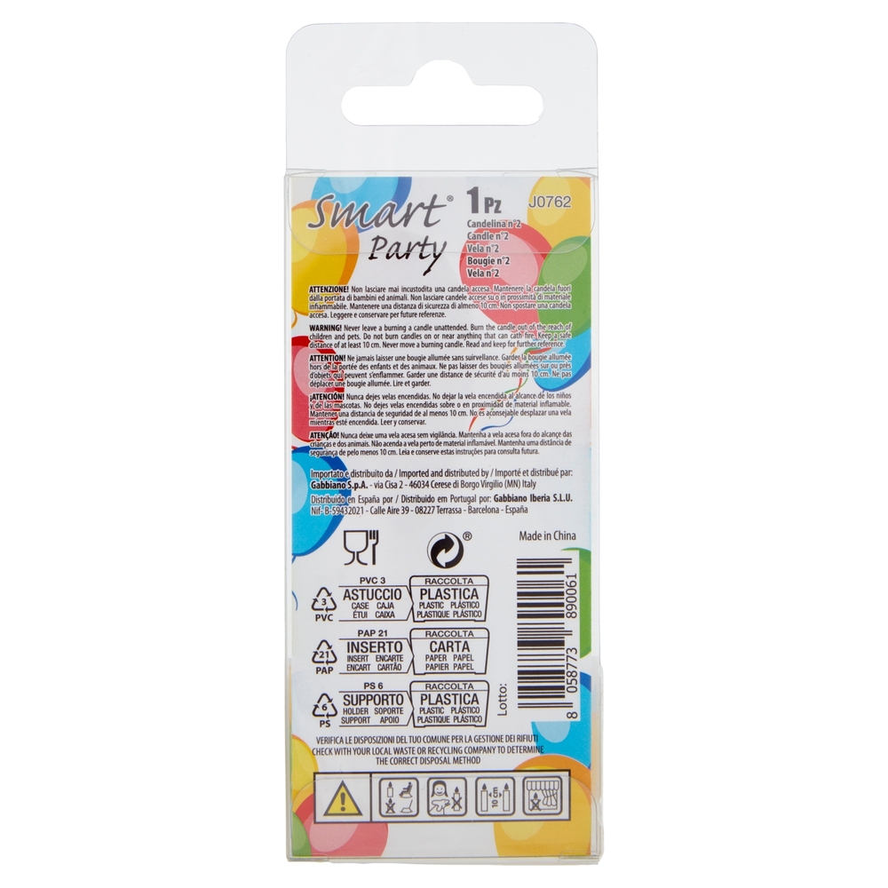 Smart Party Candelina Numerale 2 1 pz