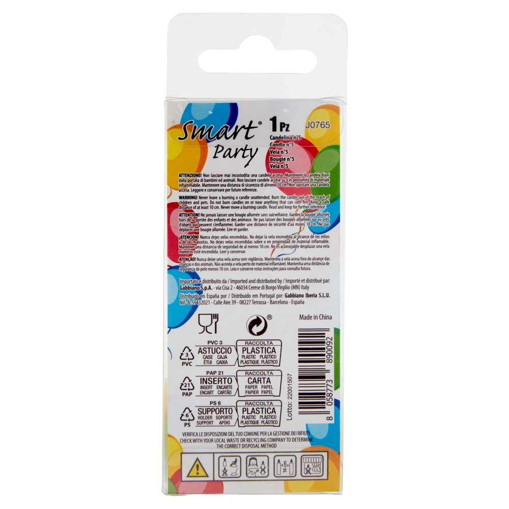 Smart Party Candelina Numerale 5 1 pz