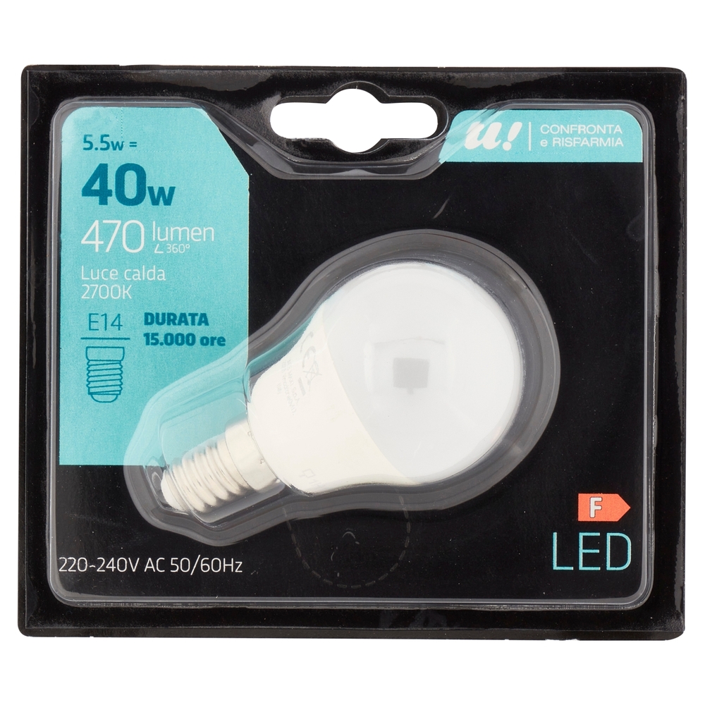Lampada Led Sfera 5,5W E14 2700K U! Confronta e Risparmia