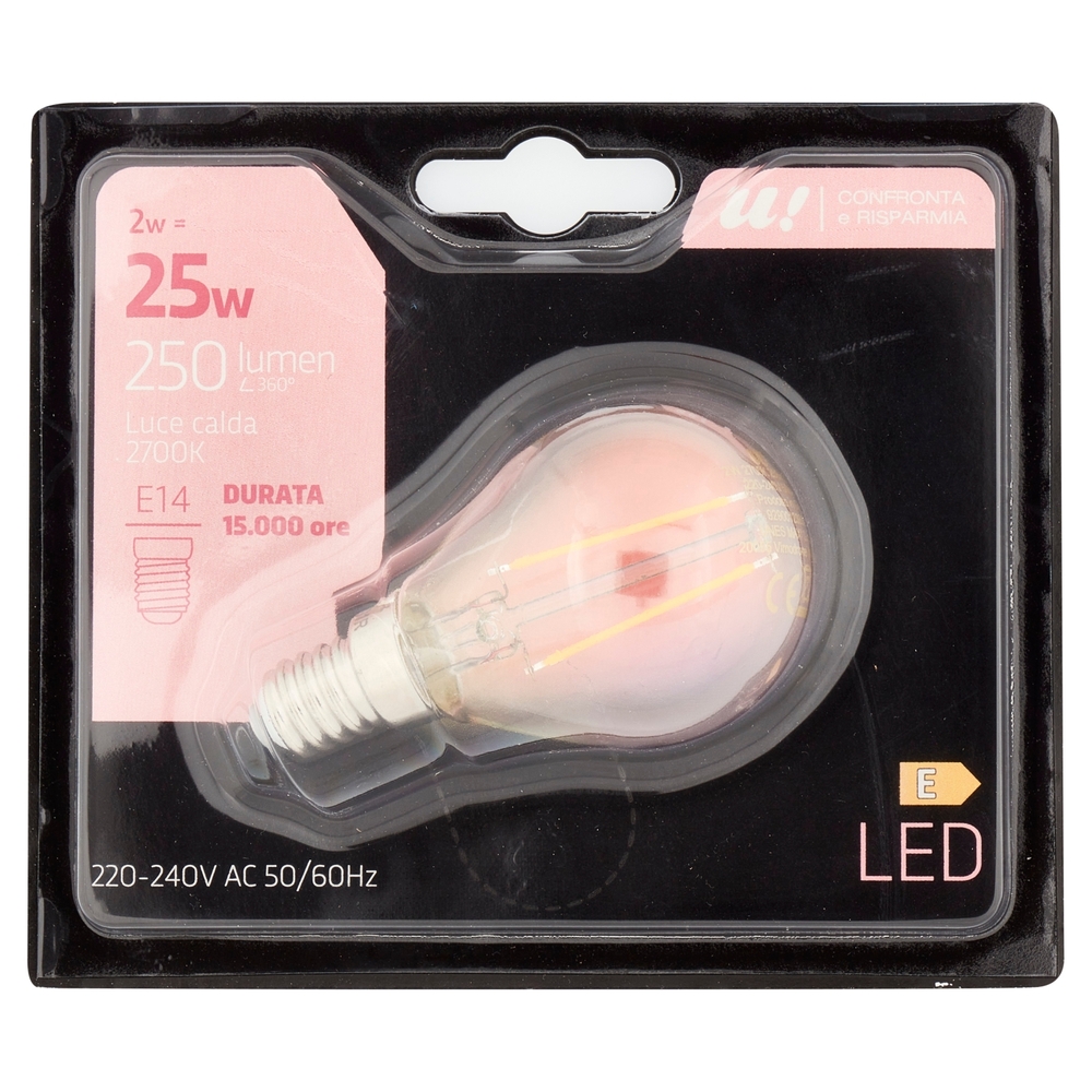 Lampada Led Sfera 2W E14 2700K U! Confronta e Risparmia
