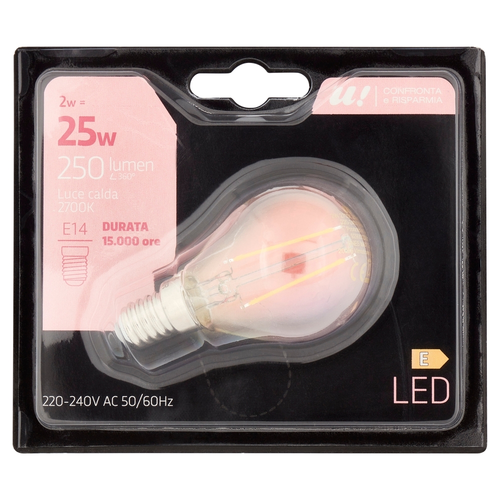 Lampada Led Sfera 2W E14 2700K U! Confronta e Risparmia