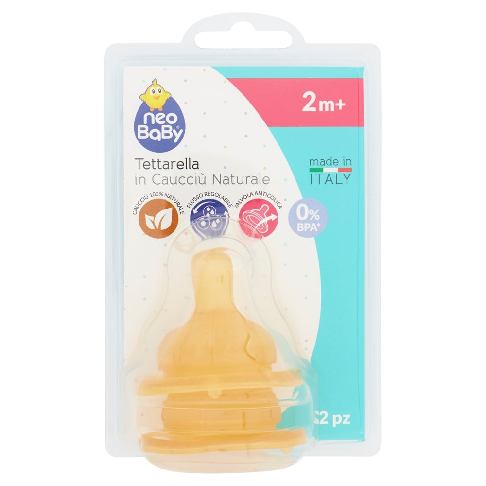 neo Baby Tettarella in Caucciù Naturale Flusso Regolabile 2m+ 2 pz
