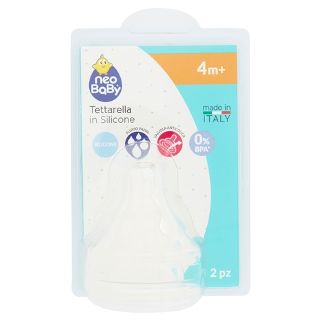 neo Baby Tettarella in Silicone Flusso Pappa 4m+ 2 pz