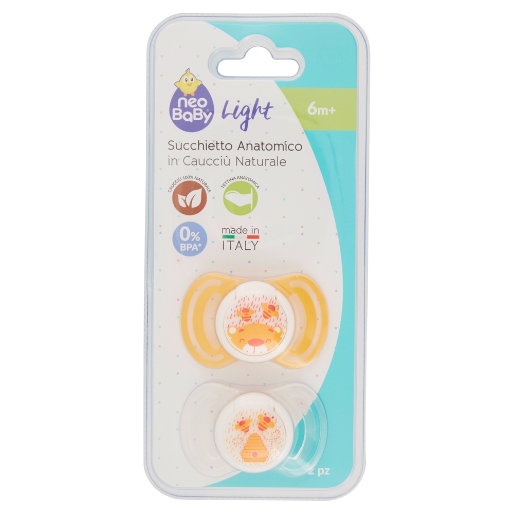 neo Baby Light Succhietto Anatomico in Caucciù Naturale 6m+ 2 pz
