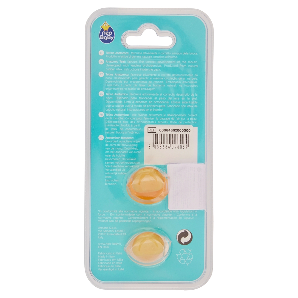 neo Baby Light Succhietto Anatomico in Caucciù Naturale 12m+ 2 pz
