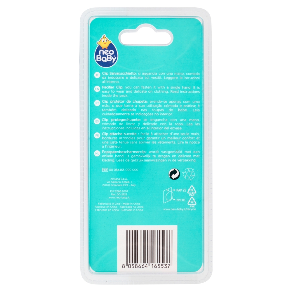 neo Baby Clip Salvasucchietto con catenella 0m+ Dino Rosa