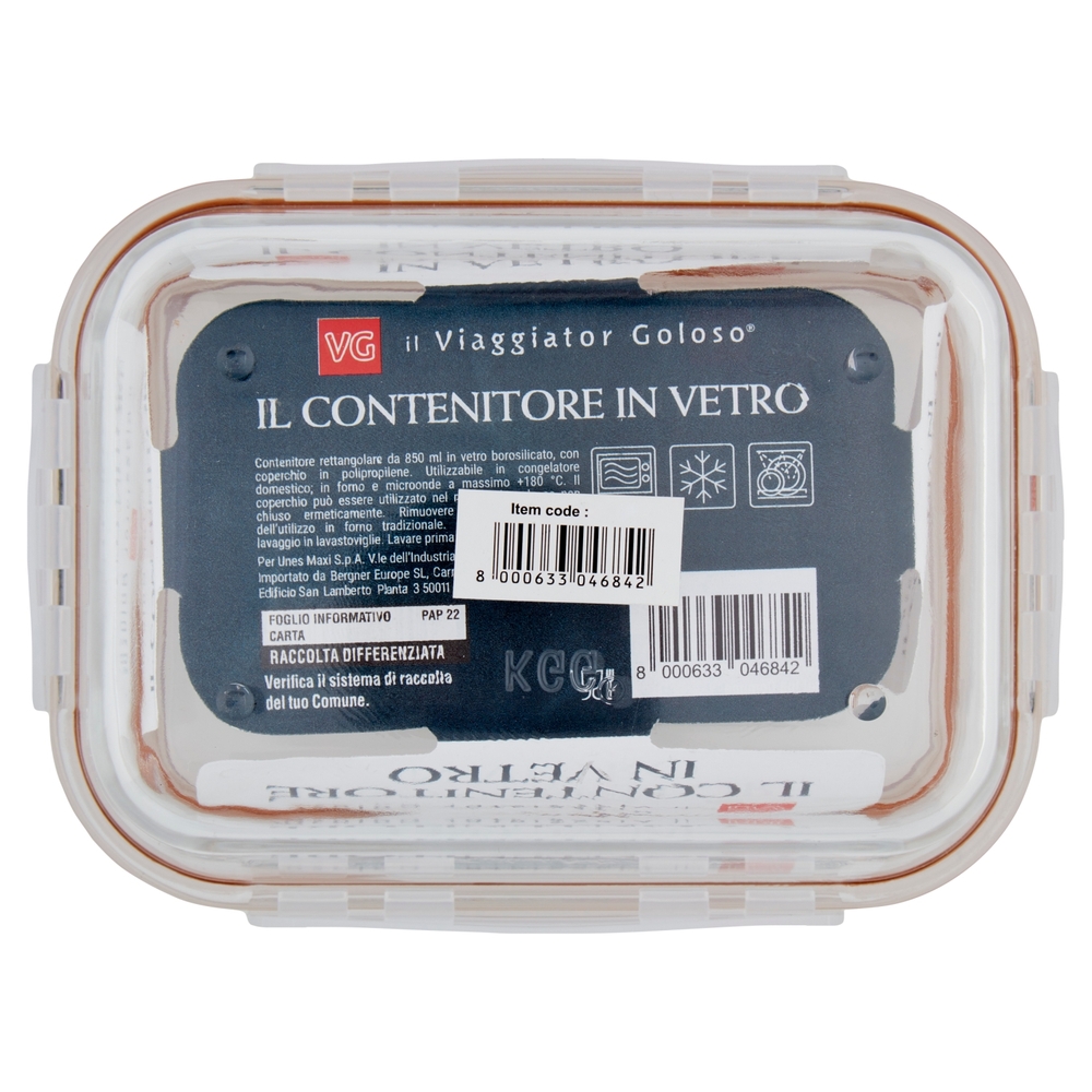 Contenitore Rettangolare in Vetro 850 ml Il Viaggiator Goloso
