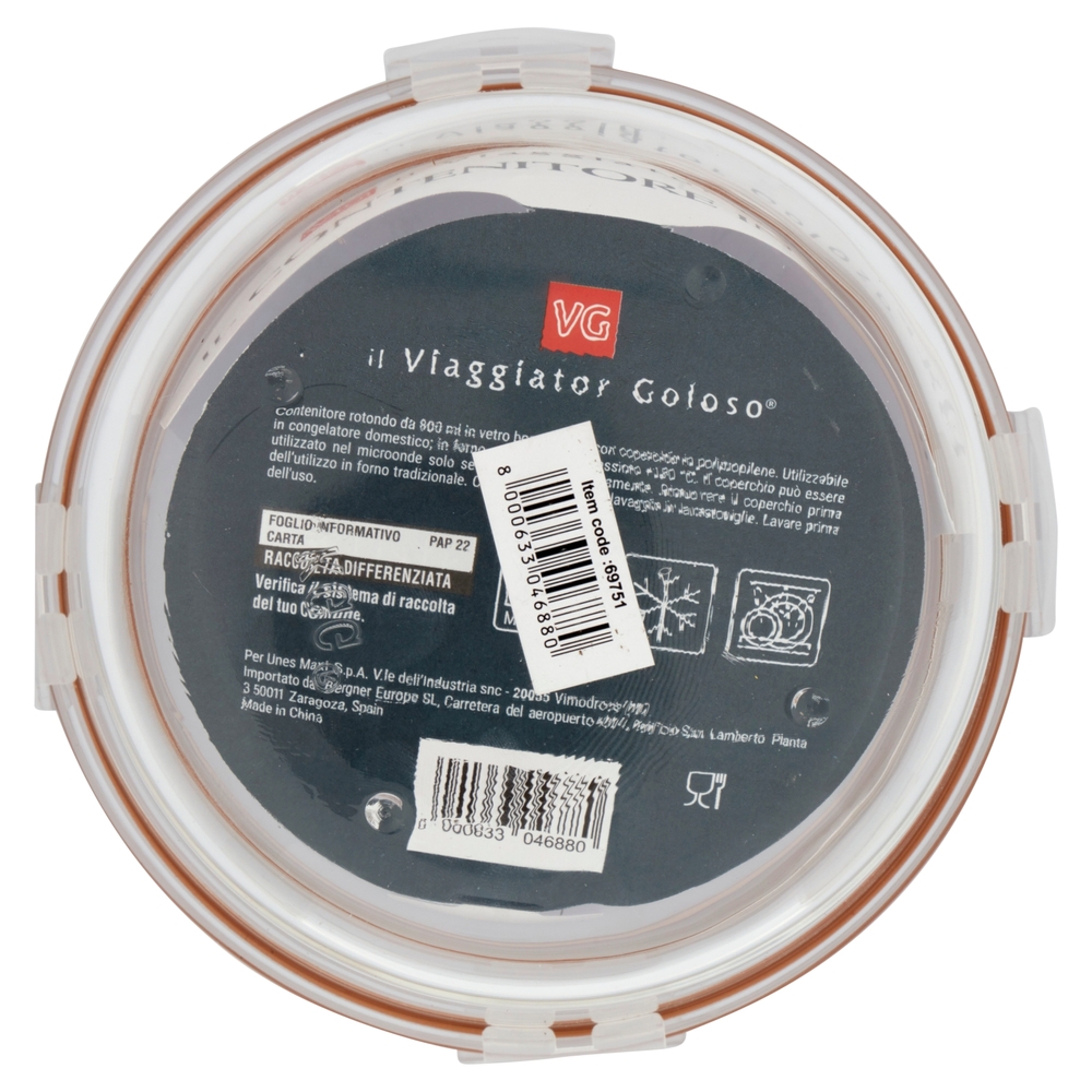 Contenitore Rotondo in Vetro 800 ml Il Viaggiator Goloso