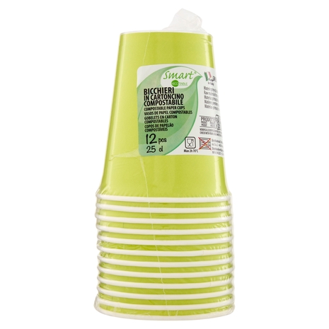 Smart Ecotable Bicchieri in Cartoncino Compostabile 25 cl Green Anis 12 pz