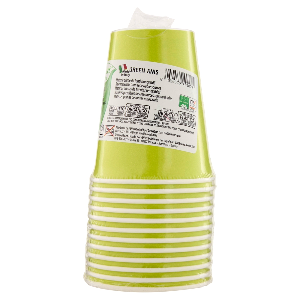 Smart Ecotable Bicchieri in Cartoncino Compostabile 25 cl Green Anis 12 pz