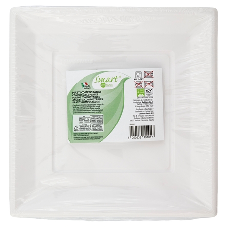 Smart Ecotable Piatti Compostabili 23x23 cm 6 pz