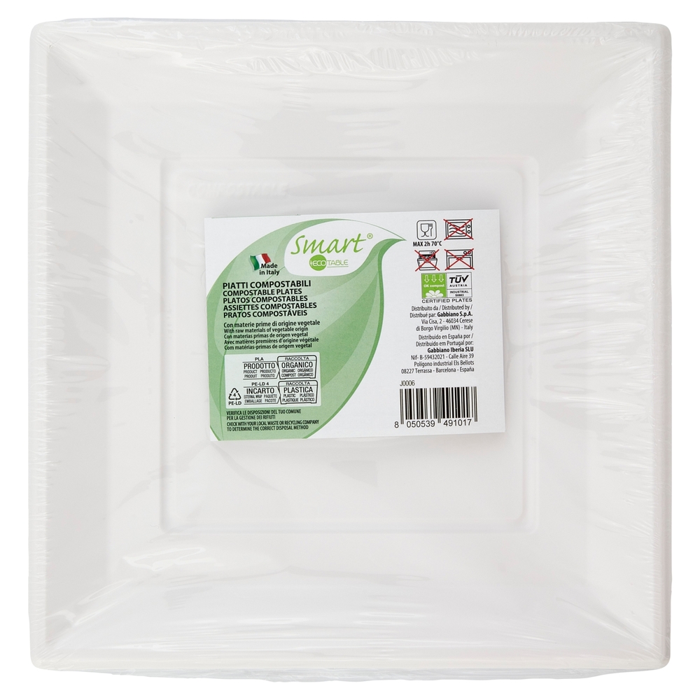 Smart Ecotable Piatti Compostabili 23x23 cm 6 pz