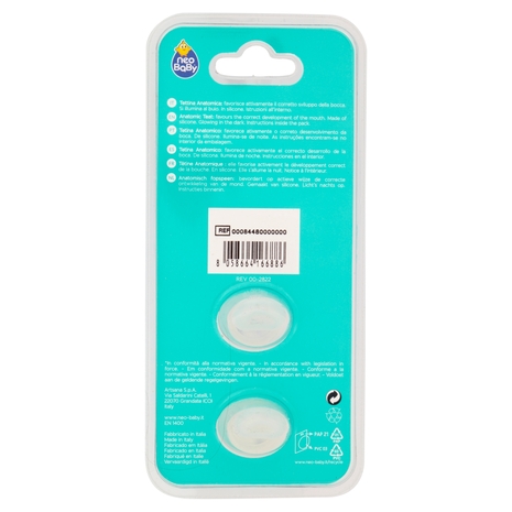 neo Baby Light Succhietto Anatomico in Silicone 12m+ Dino Glow 2 pz