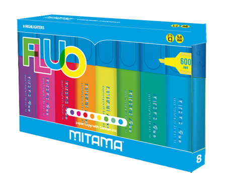 Evidenziatori Punta, 5 mm, 8 Pezzi