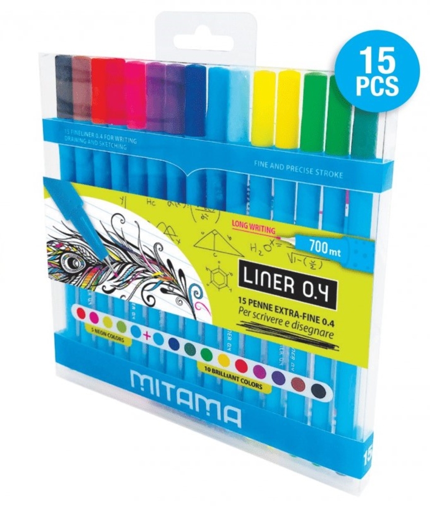 Penna Liner 0.4 mm, 15 Pezzi