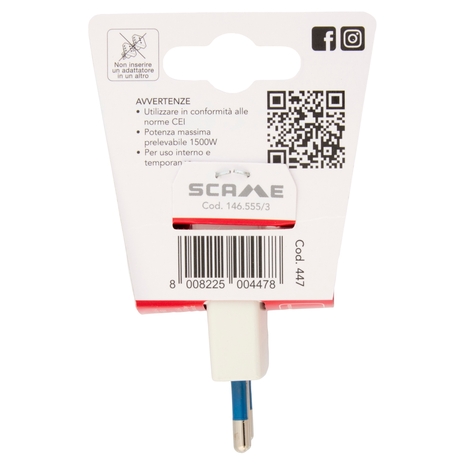 Scame Adattatore Multiplo 10A 3 prese 10A 2P+T 250V