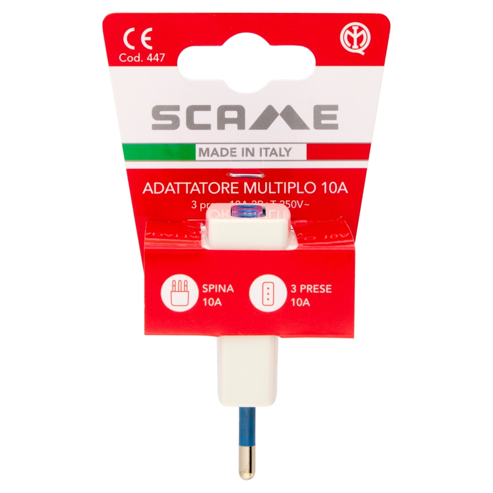 Scame Adattatore Multiplo 10A 3 prese 10A 2P+T 250V