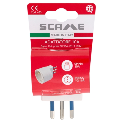 Scame Adattatore 10A Spina 10A, presa 10/16A, 2P+T 250V