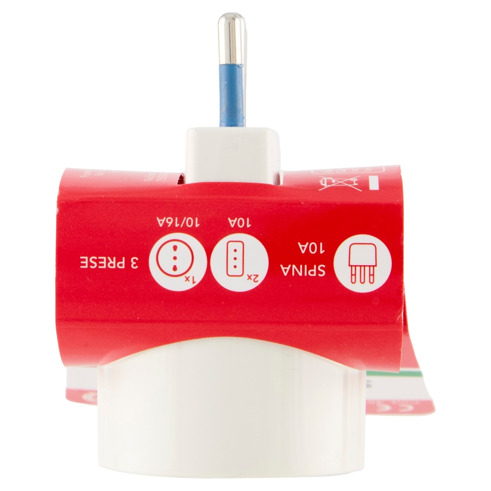 Scame Adattatore Multiplo 10A Spina e 2 prese 10A, 1 presa 10-16A, 2P+T 250V