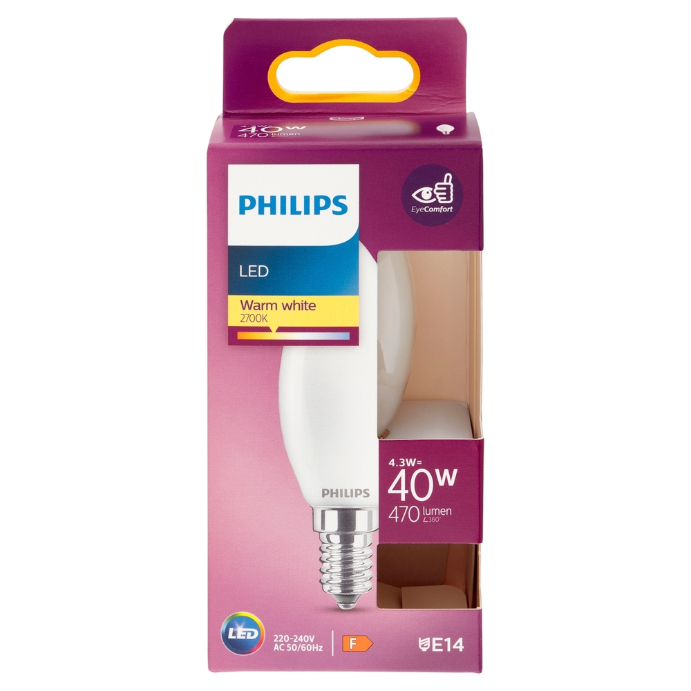 Philips Led candela vetro 40W E14 2700K