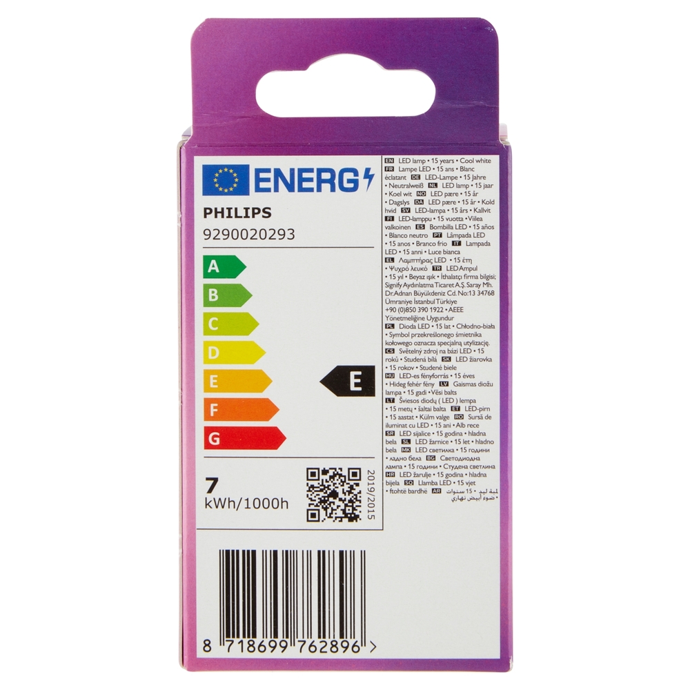 Philips Led sfera vetro 60W E27 4000K non dim