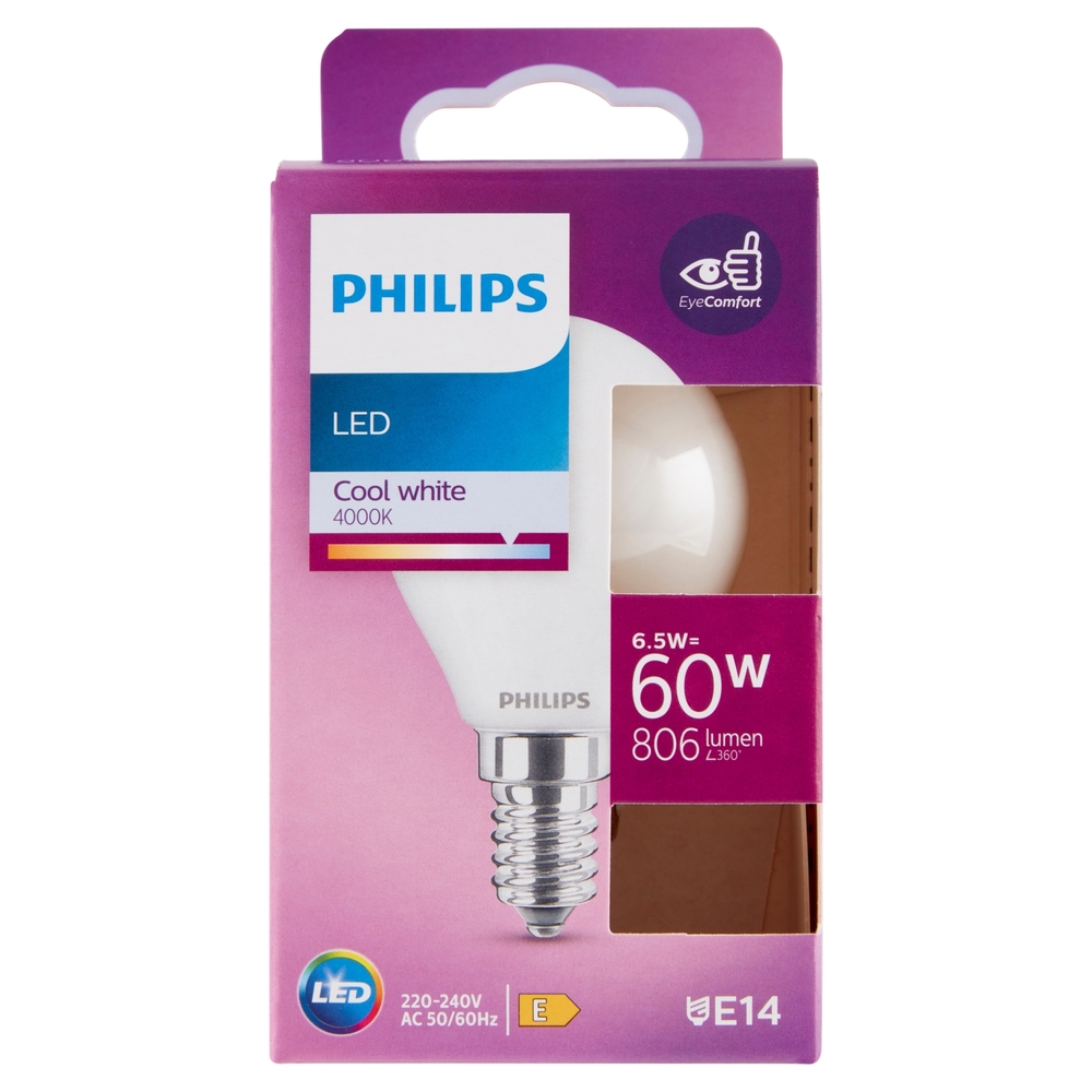 Philips Led sfera vetro 60W E14 4000K