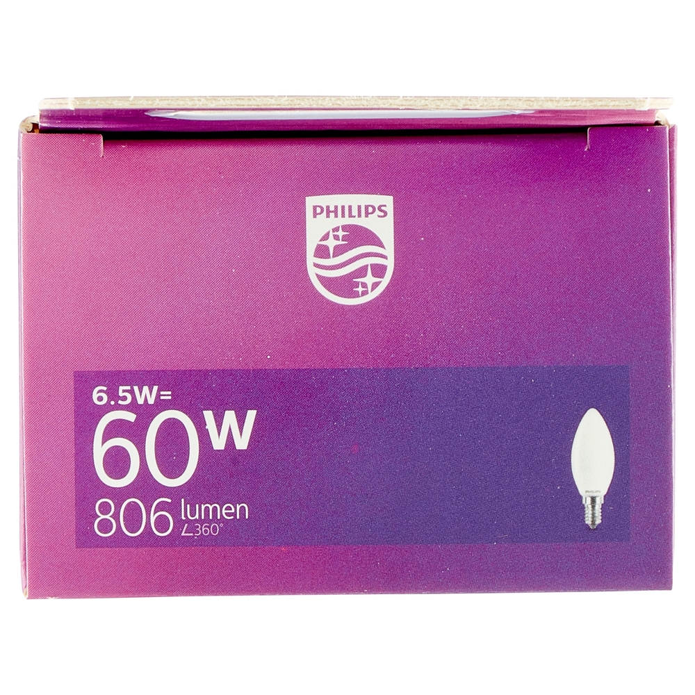 Philips Led candela vetro 60W E14 4000K non dim