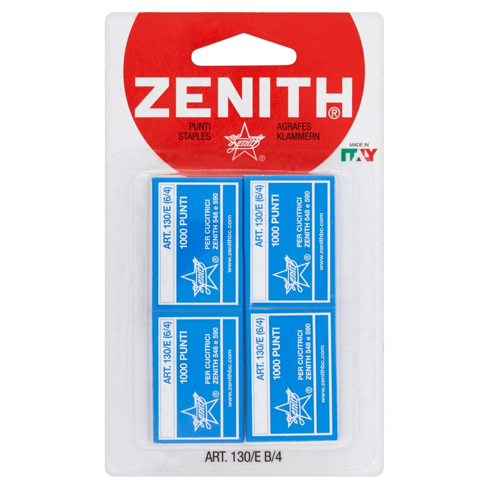 ZENITH Punti metallici art. 130/E B/4 blister - 4 scatole da 1000 punti (6/4)