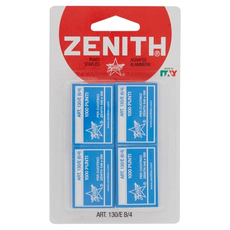 ZENITH Punti metallici art. 130/E B/4 blister - 4 scatole da 1000 punti (6/4)