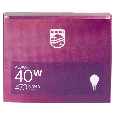 Philips Led sfera vetro 40W E14 2700K