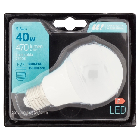 Lampada Led Goccia 5,5W E27 2700K U! Confronta e Risparmia