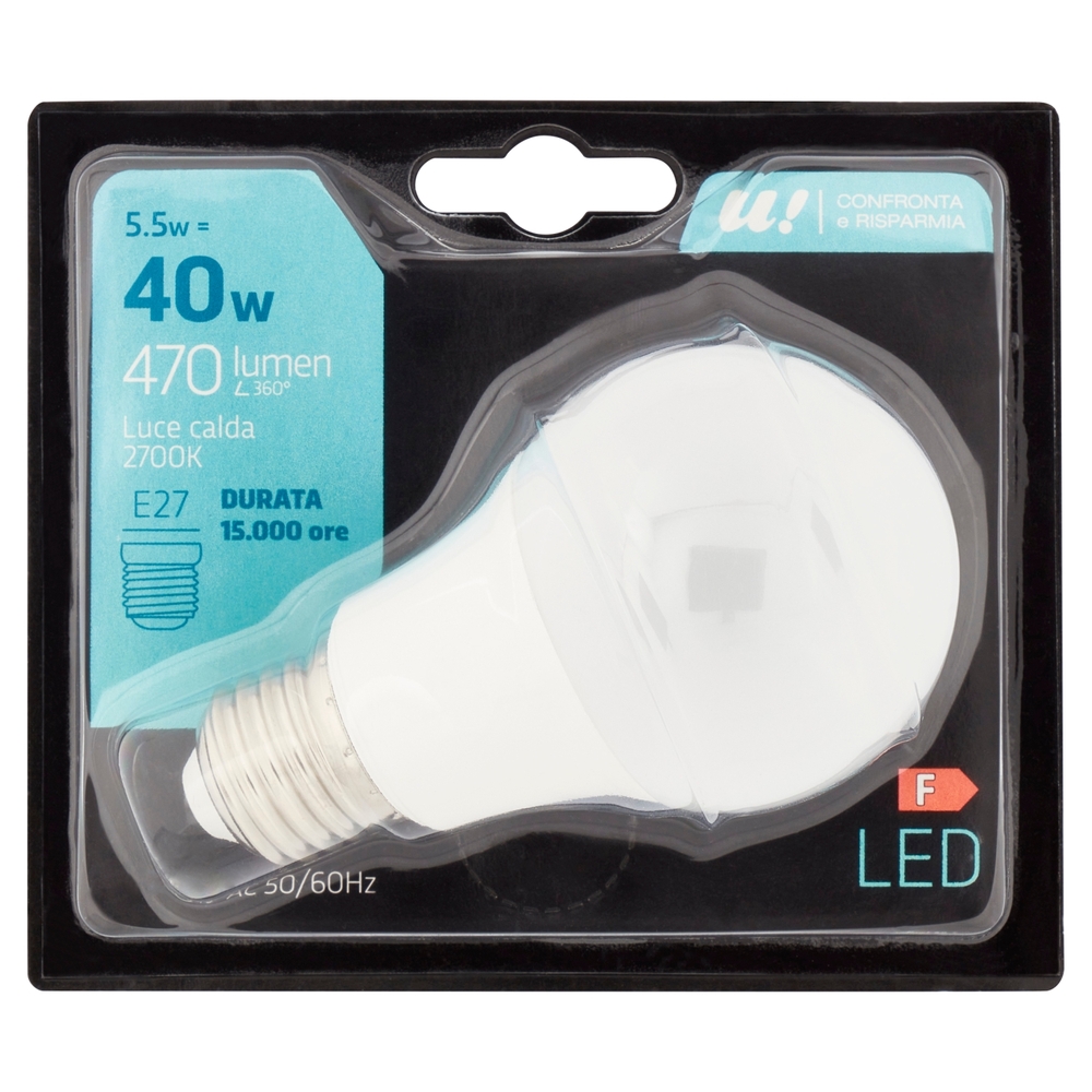 Lampada Led Goccia 5,5W E27 2700K U! Confronta e Risparmia
