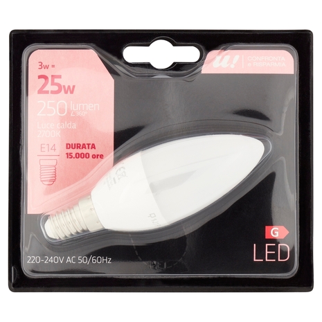 Lampada Led Goccia 3W E14 2700K U! Confronta e Risparmia